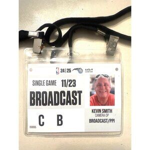 NBA Broadcast Credential Pass Badge Single Game 11/23 Kevin Smith  Orlando Magic